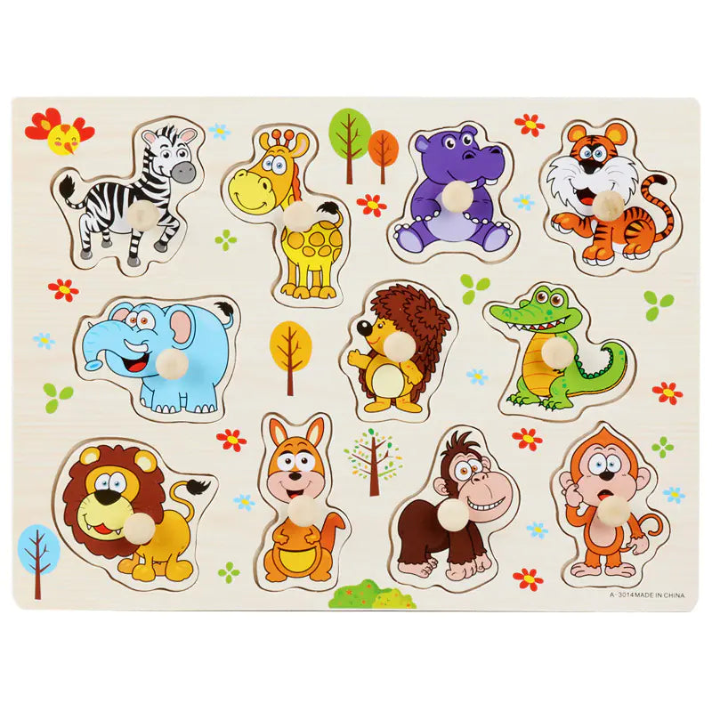 Montessori Pegged Wooden Puzzle Board for Kids