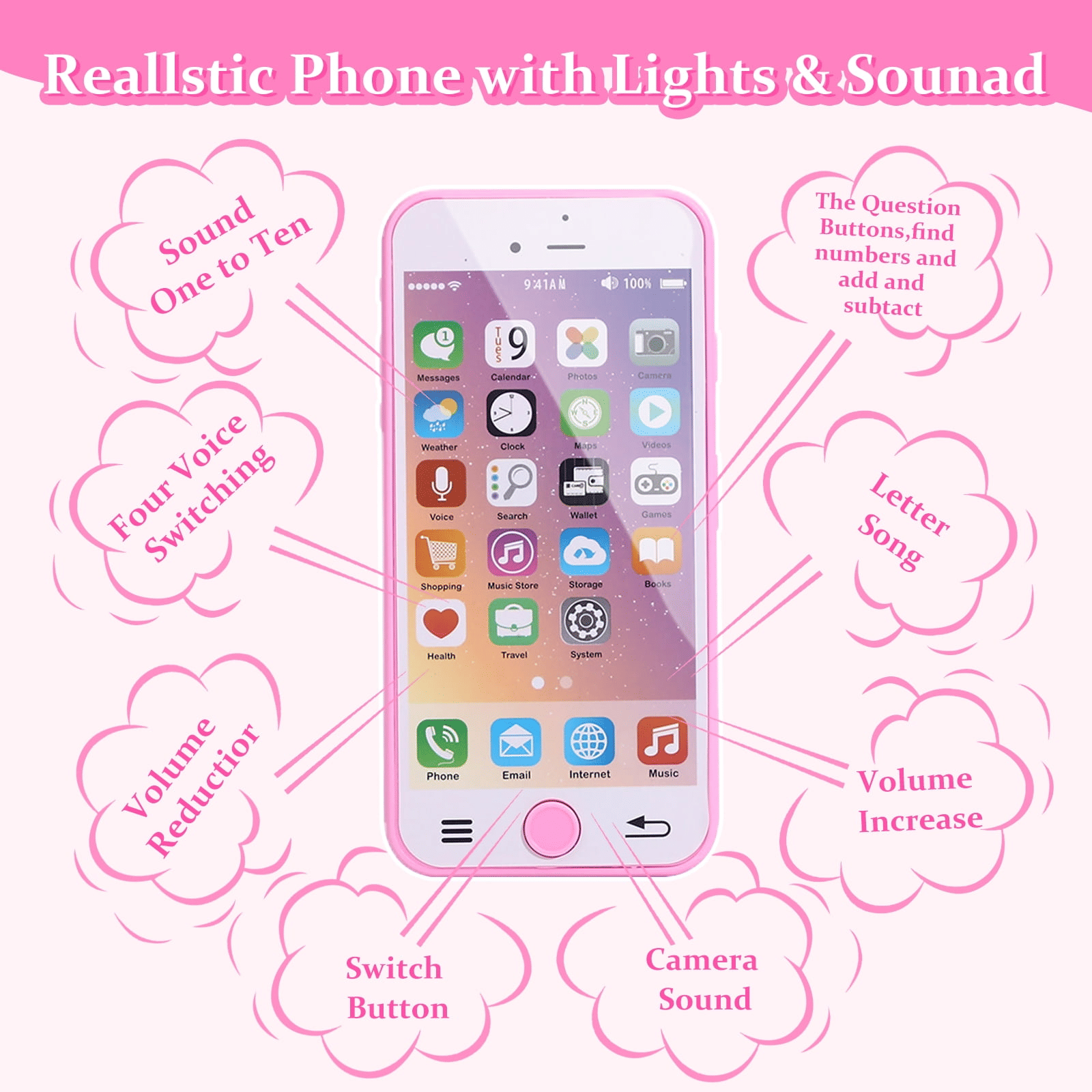 Pretend Play Girl Toys for 3 4 5 6 7 8 Years Old, Toddler Play Purse Set with Handbag, Makeup Kit, Wallet Phones Sunglasses Keys Credit Cards, Kids Toy Purse Gifts, 31 Pieces