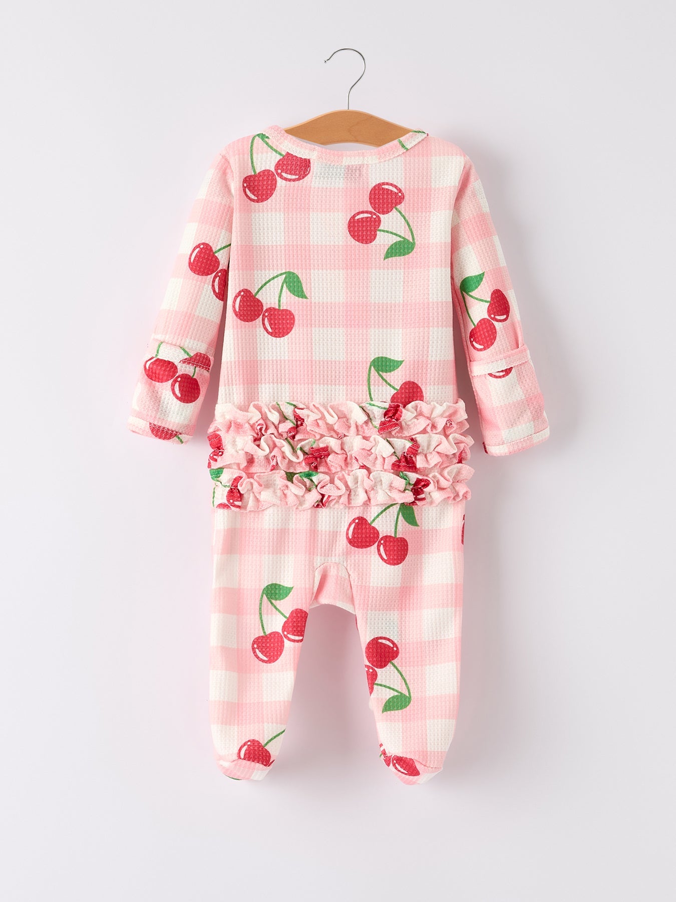 Waffle Cherry Plaid Girls' Romper
