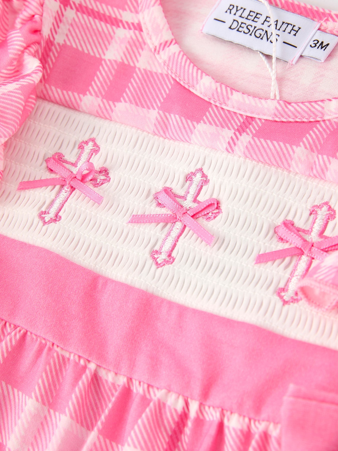 Pink Plaid Smocked Church Christ Bishop Christening Romper