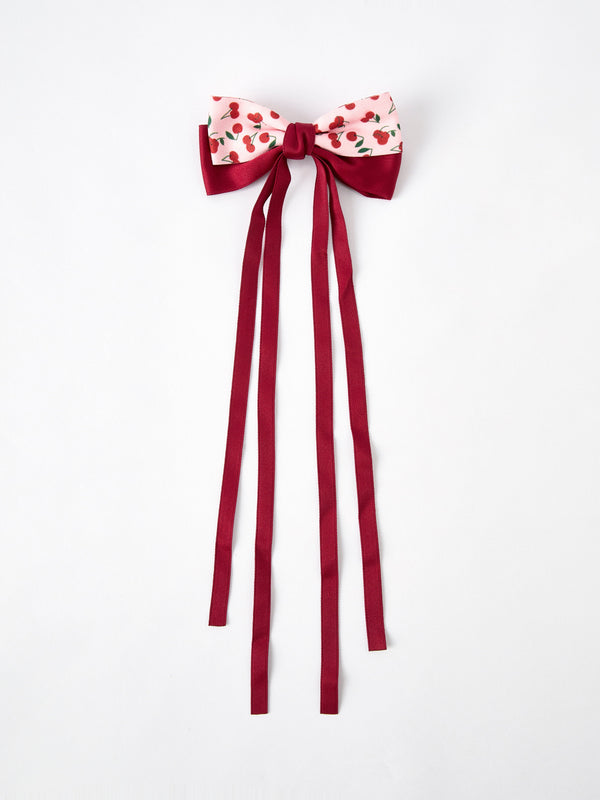 Cherry Bow Ribbon 4.5 Inch Hairpin
