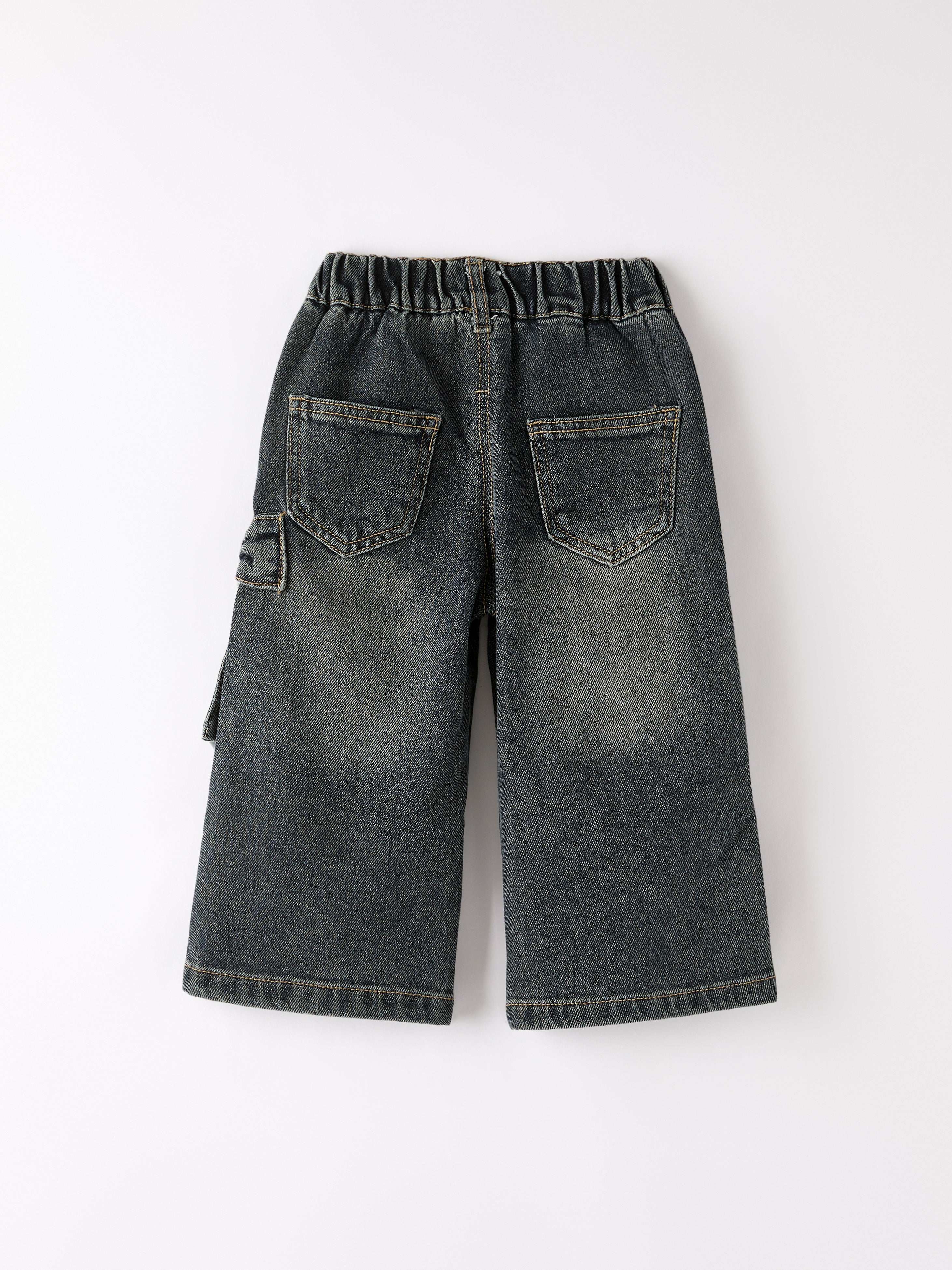 Girls Bow Stretch Wide-Leg Jeans