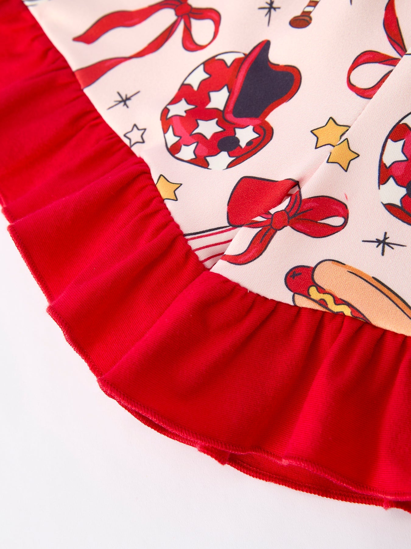 Girls Pajama Set with Red Bows Baseball Print