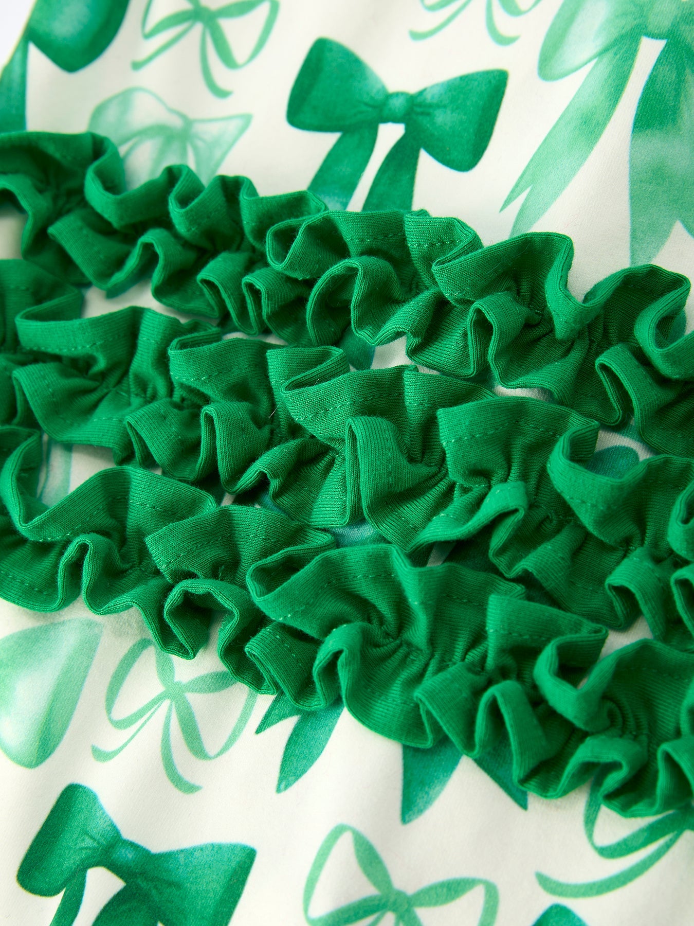 St. Patrick's Day Bow Print  Long Sleeves Baby Girls Romper