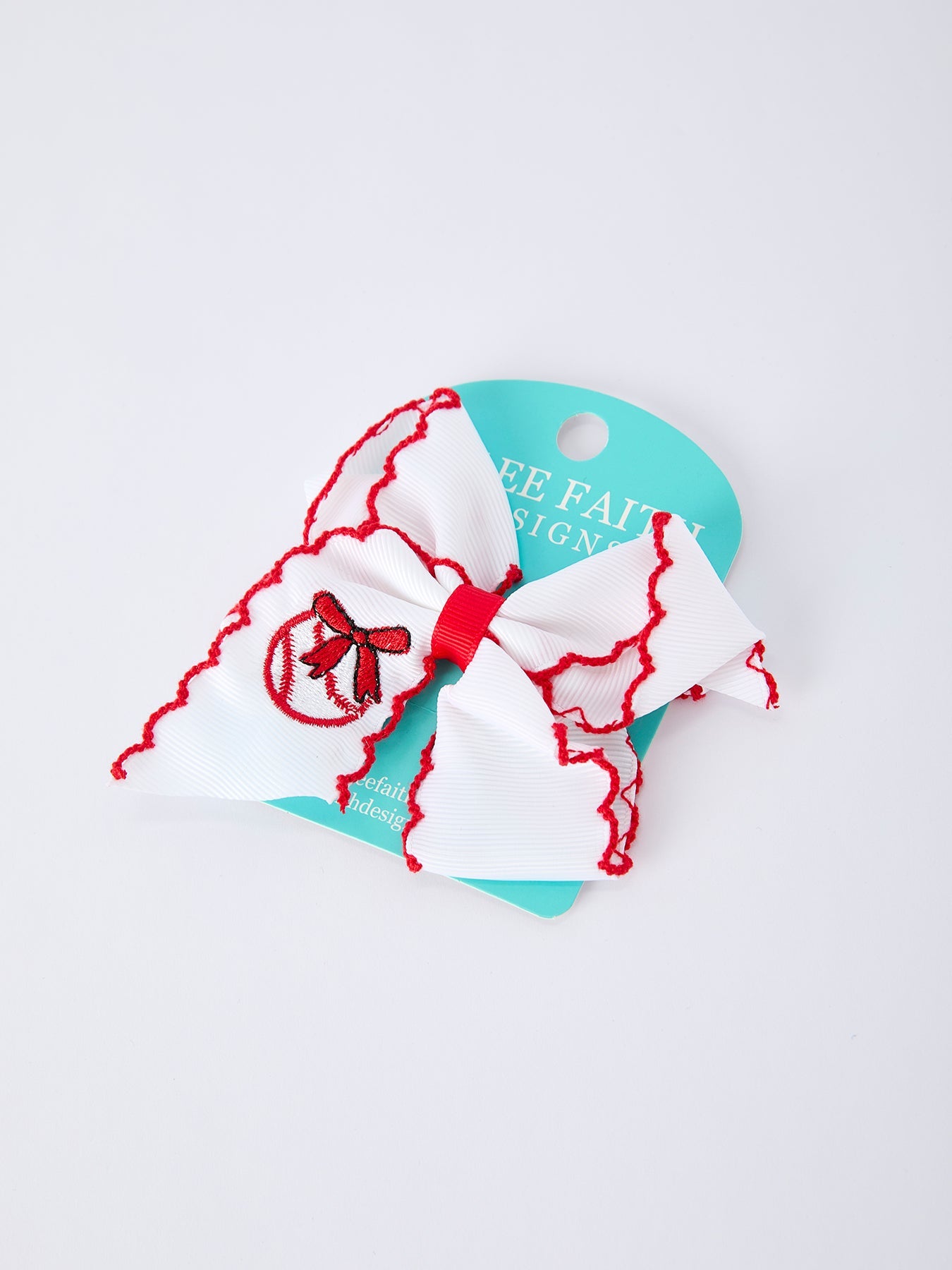 Festive Baseball Embroidered Girls Hairpin 4 Inches