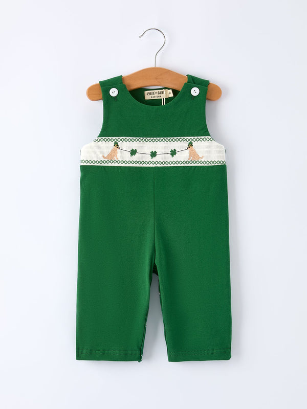 Boys St. Patrick’s Day Shamrock Puppy Smocked Romper