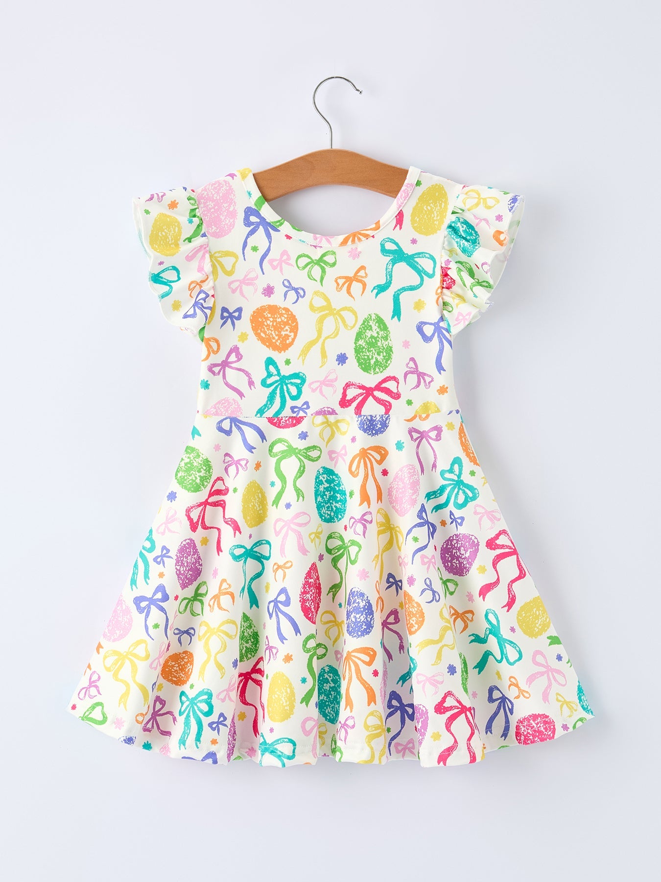 Rainbow Easter Egg Bow Girls Dress