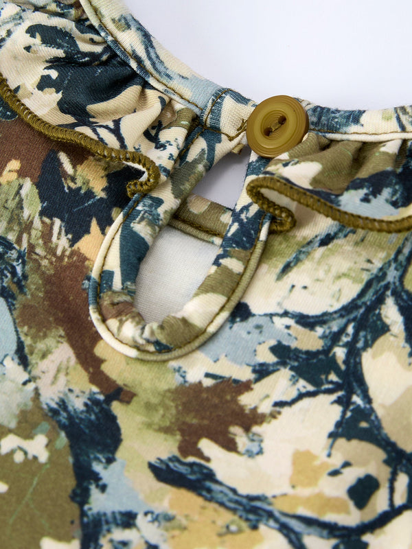 PREORDER Duck Smocking Embroidery Baby Girls Camouflage Romper