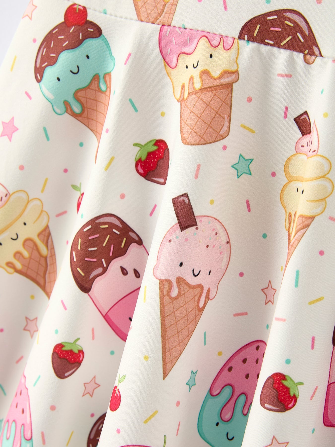 Colorful Ice Cream Pattern Girls Summer Dress