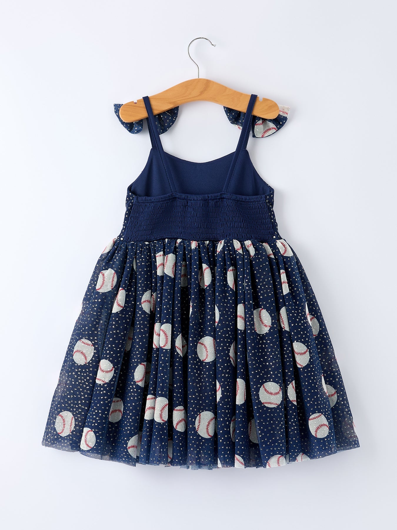 Baseball Theme Sleeveless Bow Strap Girls Dress