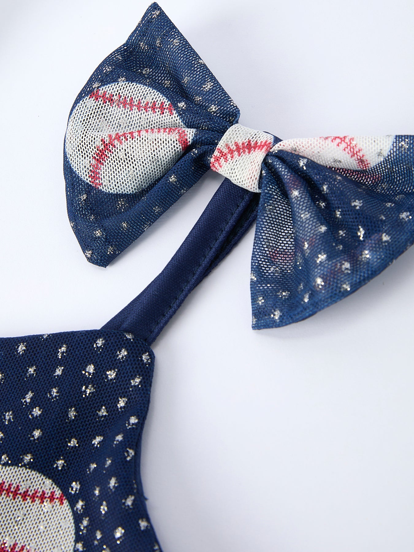 Baseball Theme Sleeveless Bow Strap Girls Dress
