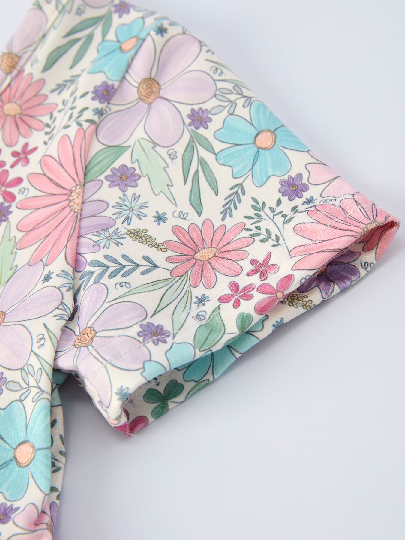 Spring Pastel Floral Girls Casual Dress