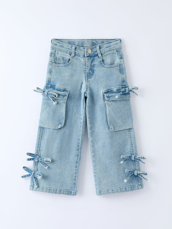 Wide-Leg Denim Pants With Pockets