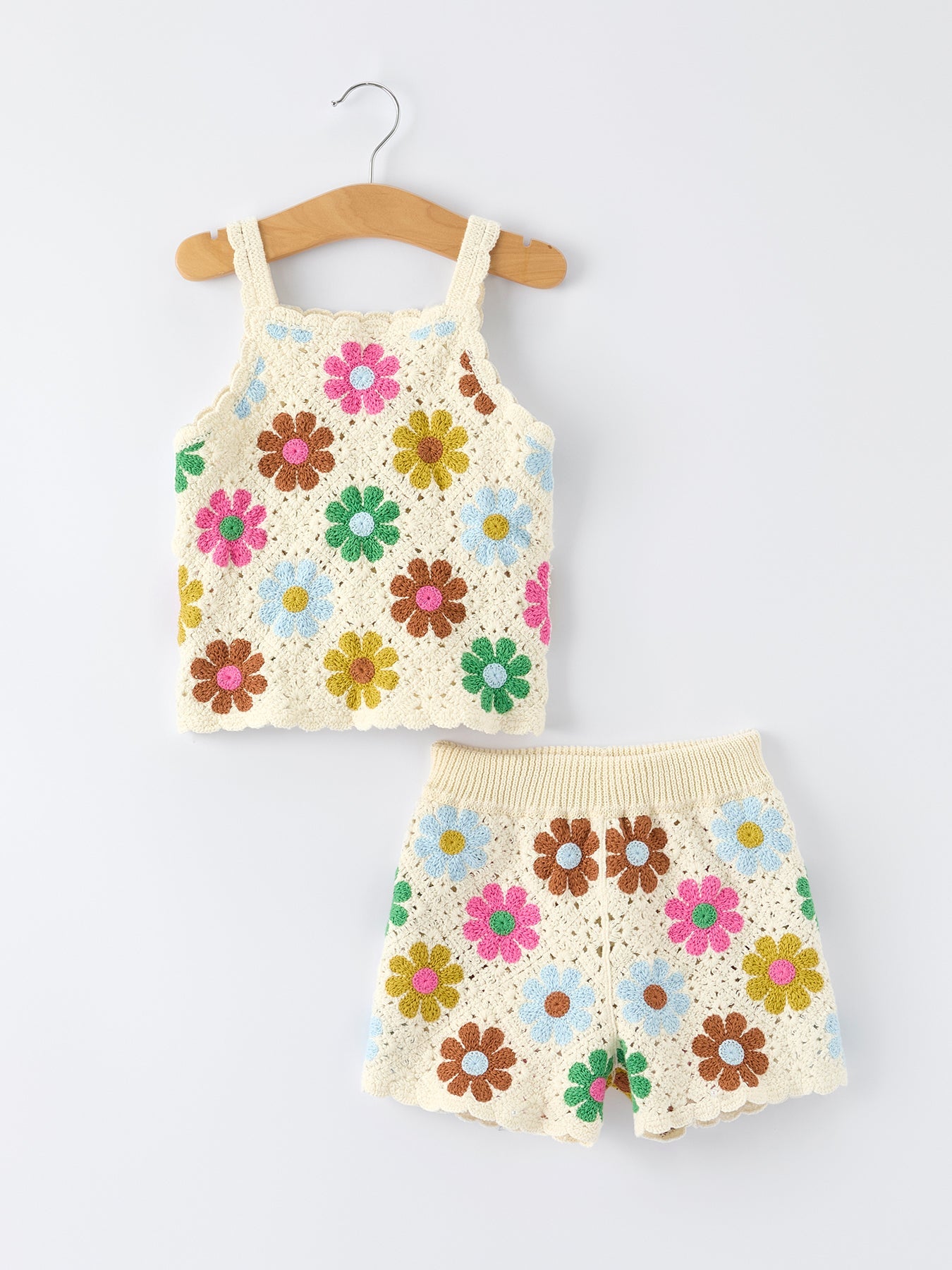 Summer Crochet Floral Girl Set