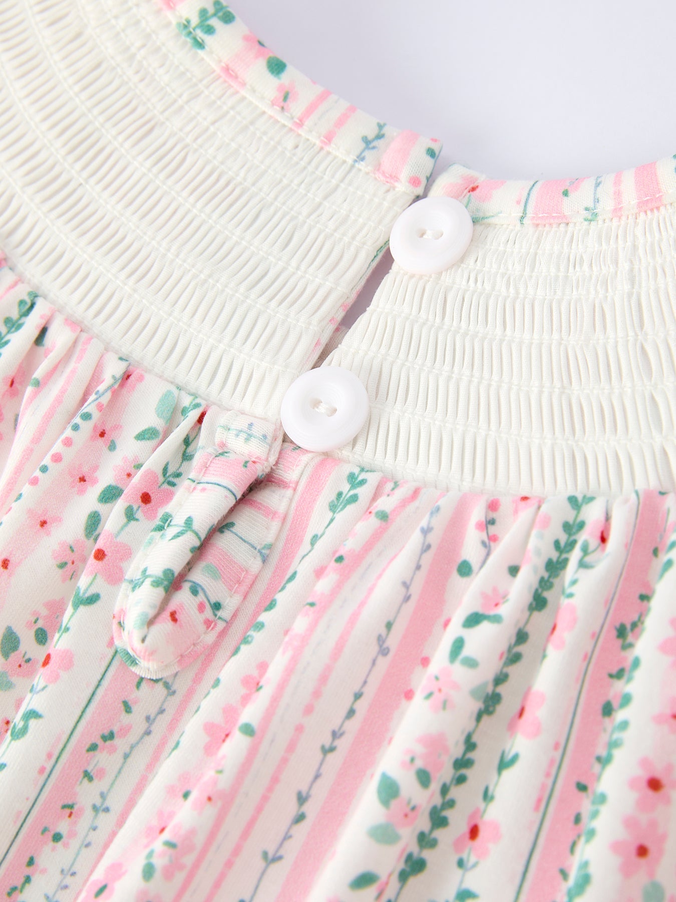 Pink Spring Floral Smocked Girl Dress