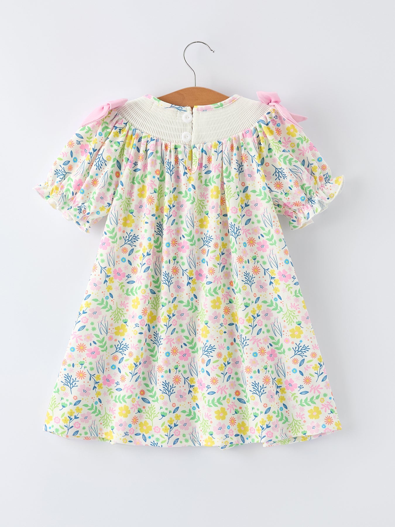 Easter Bunny Embroidered Pom-Pom Short-Sleeved  Girls Dress