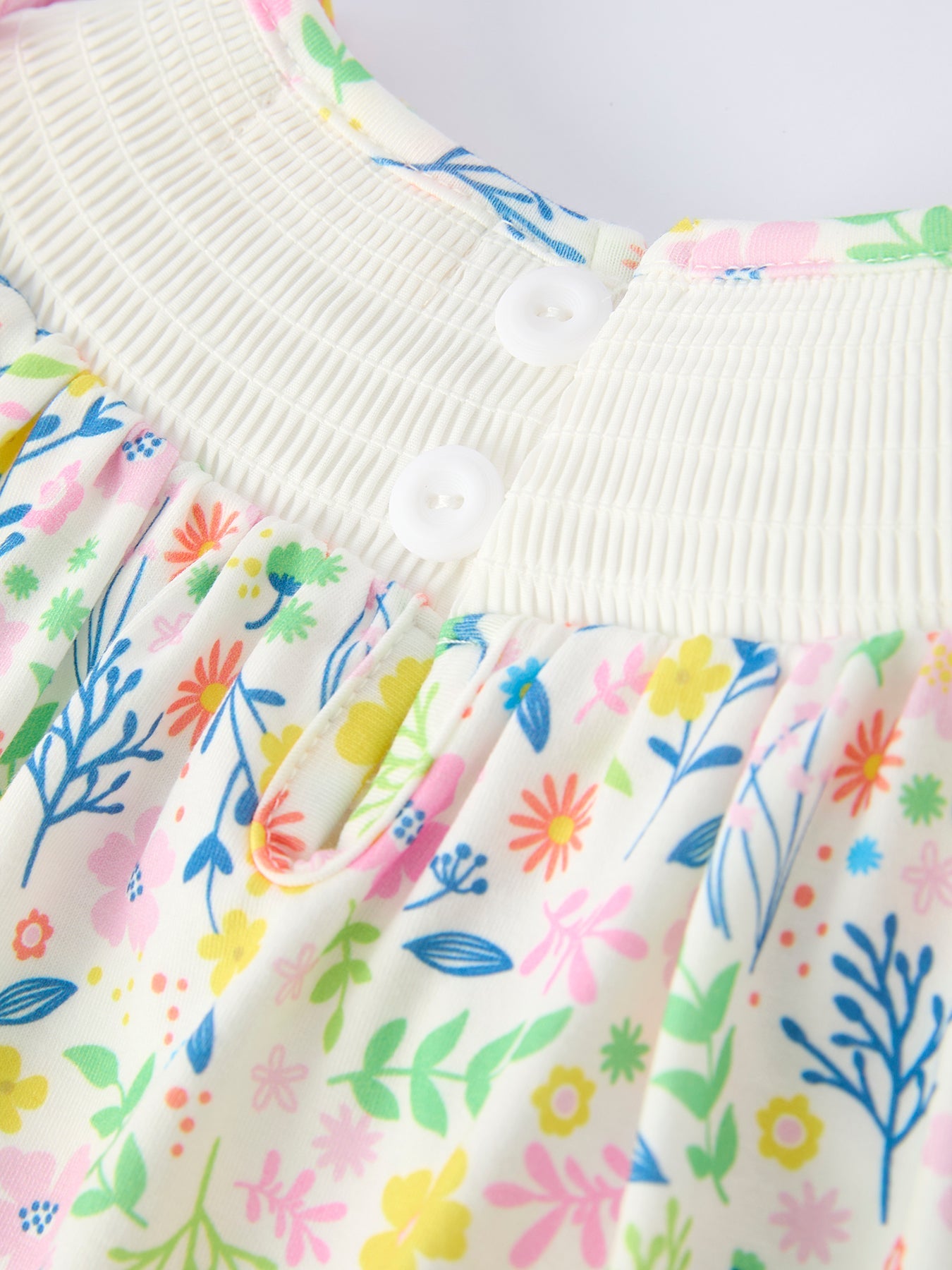 Easter Bunny Embroidered Pom-Pom Short-Sleeved  Girls Dress