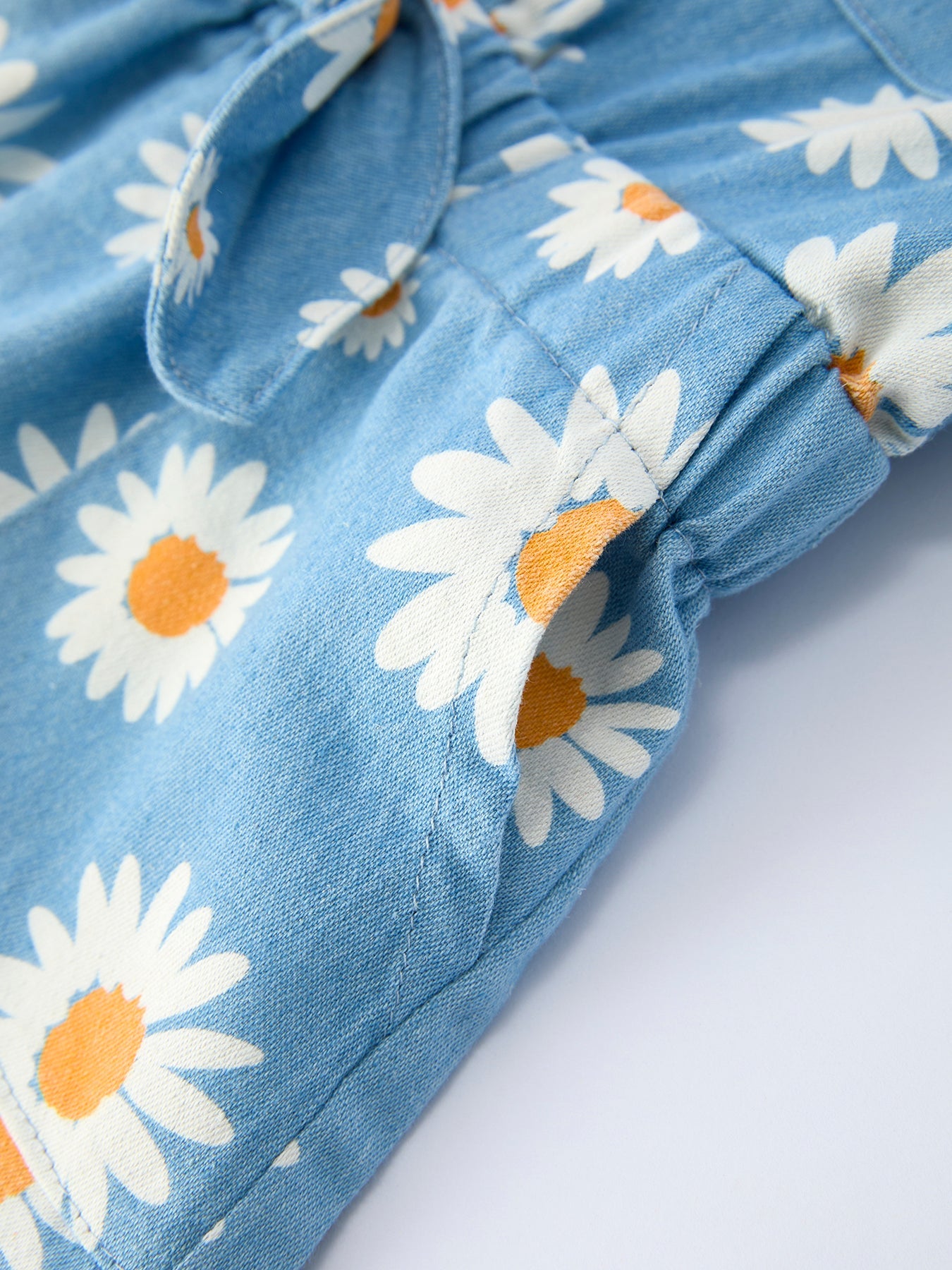 Spring Daisy Print Girls Blue Jumpsuit