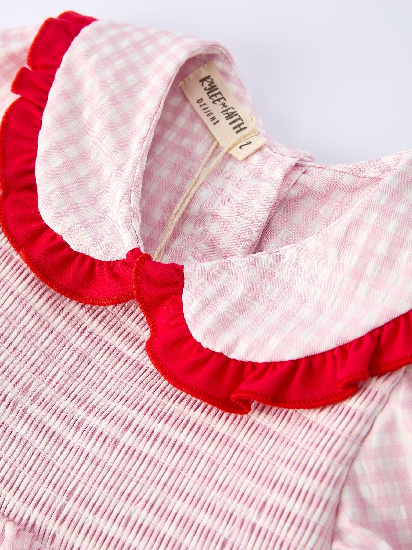 Girls' Plaid Smocked Strawberry Applique Dress