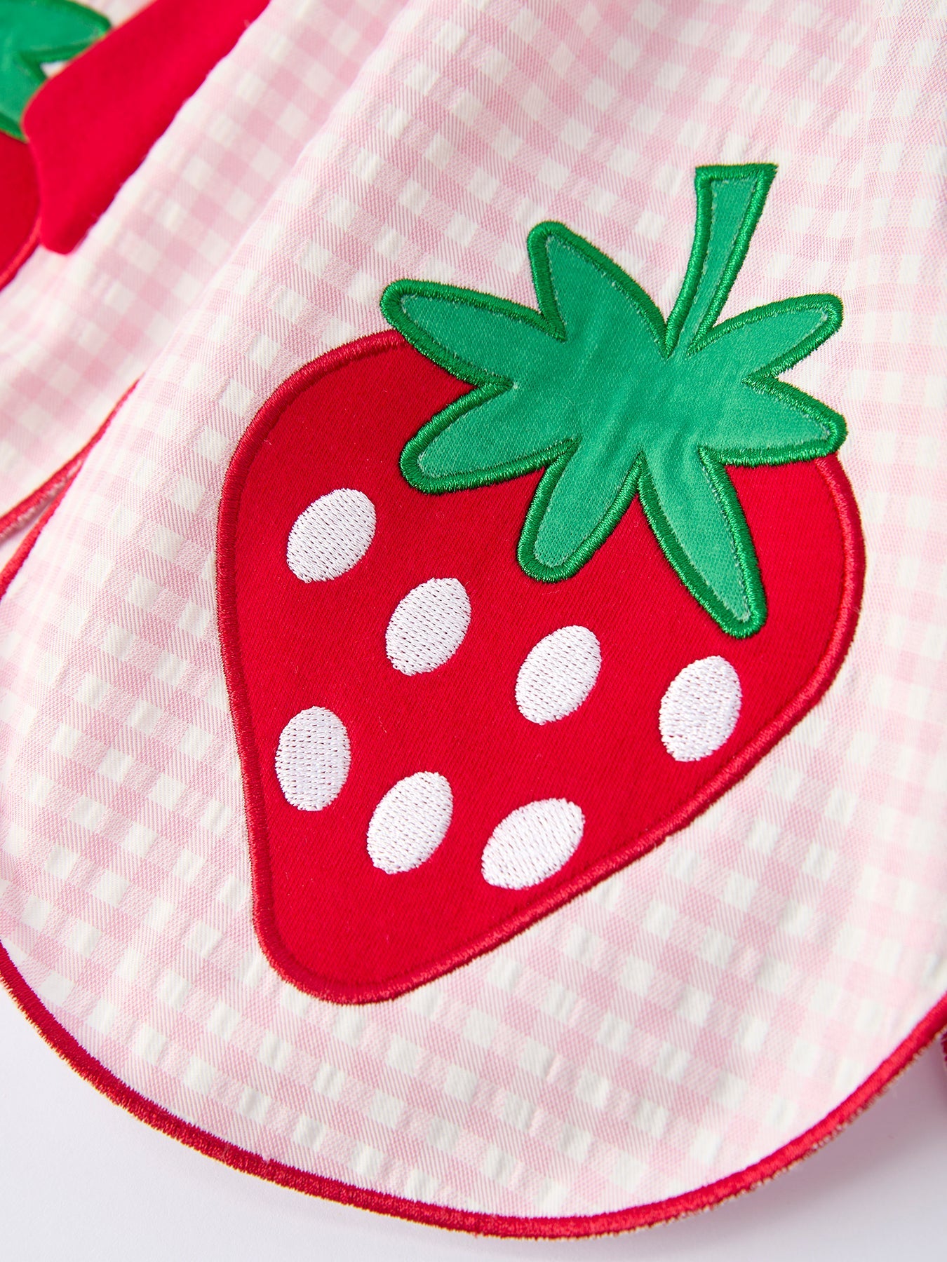 Girls' Plaid Smocked Strawberry Applique Shorts Set