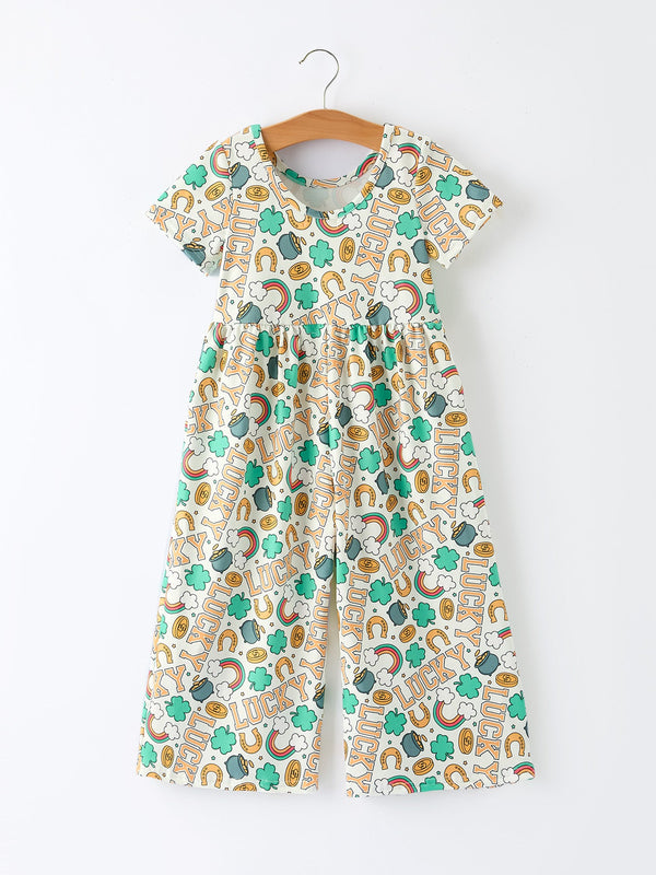 St Patrick's Day Shamrock Girl Jumpsuit