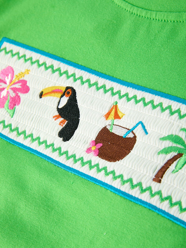 Summer Tropical Embroidered Boys Short Sleeve Top Shorts Set