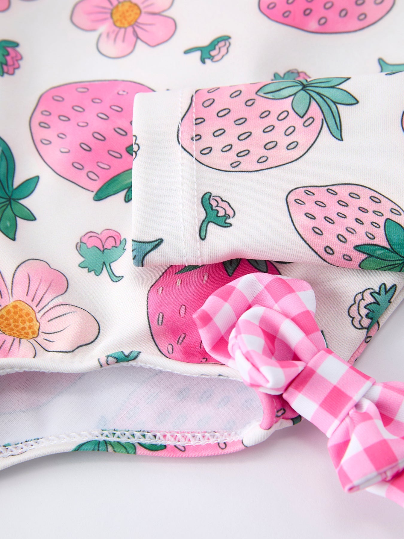 Strawberry Floral Print Long Sleeve Girls One Piece Swimsuit