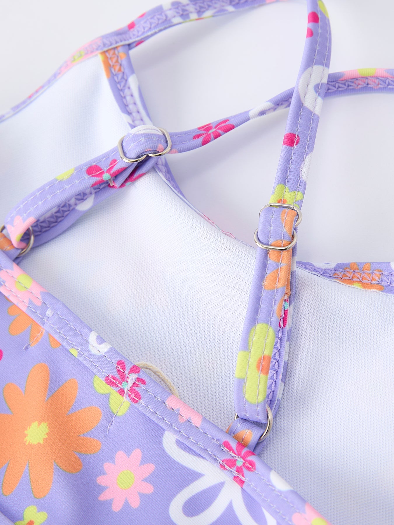 Summer Rainbow Striped Girls Two Piece Swimsuit