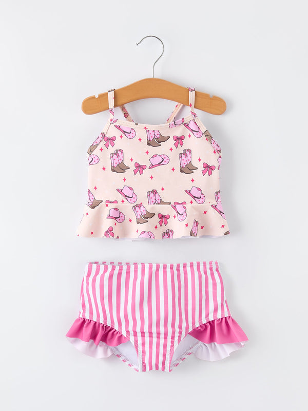 Western Girls Two Piece Swimsuit Ruffle