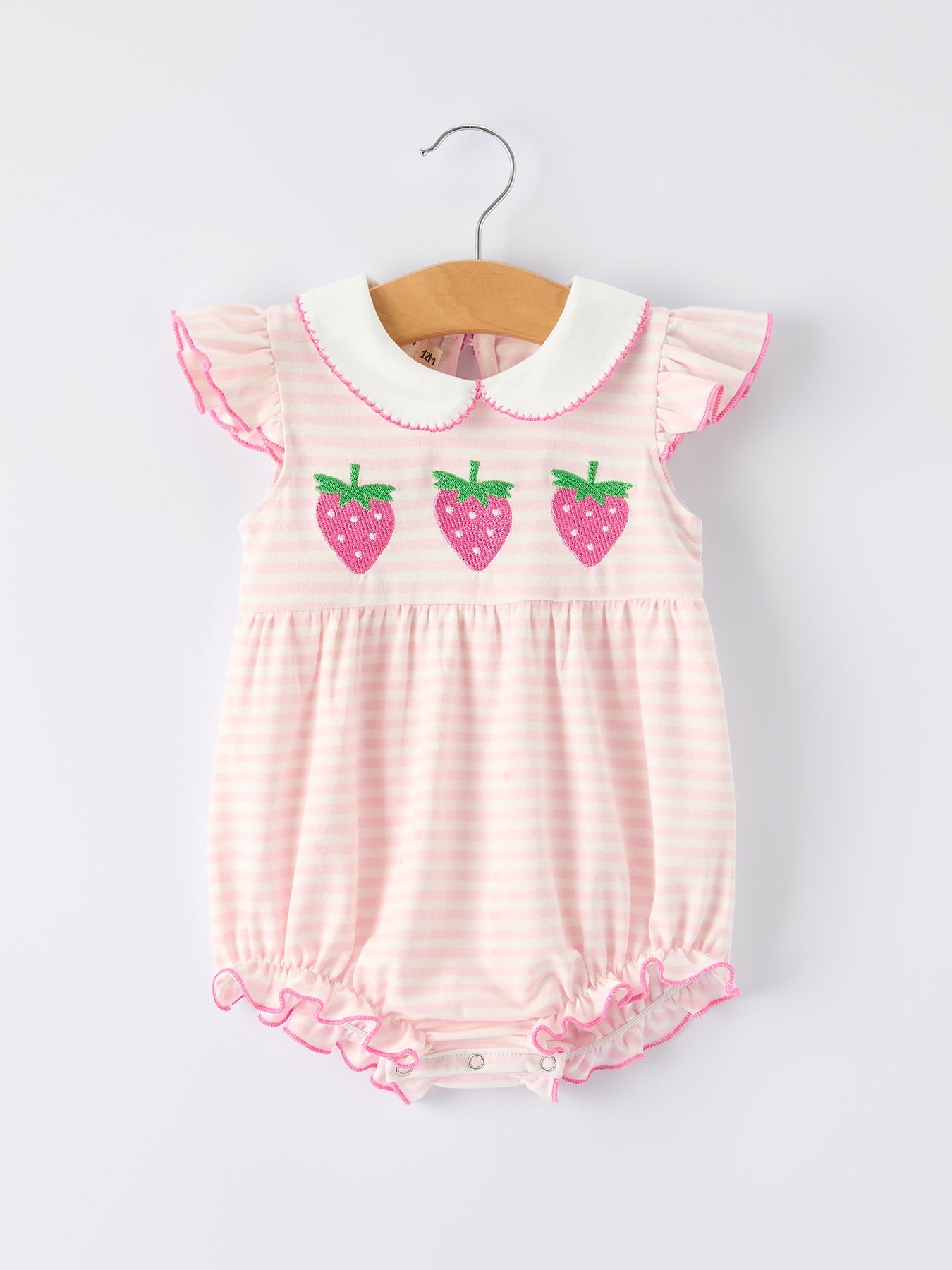 Strawberry Girl Romper Ruffle Peter Pan Collar