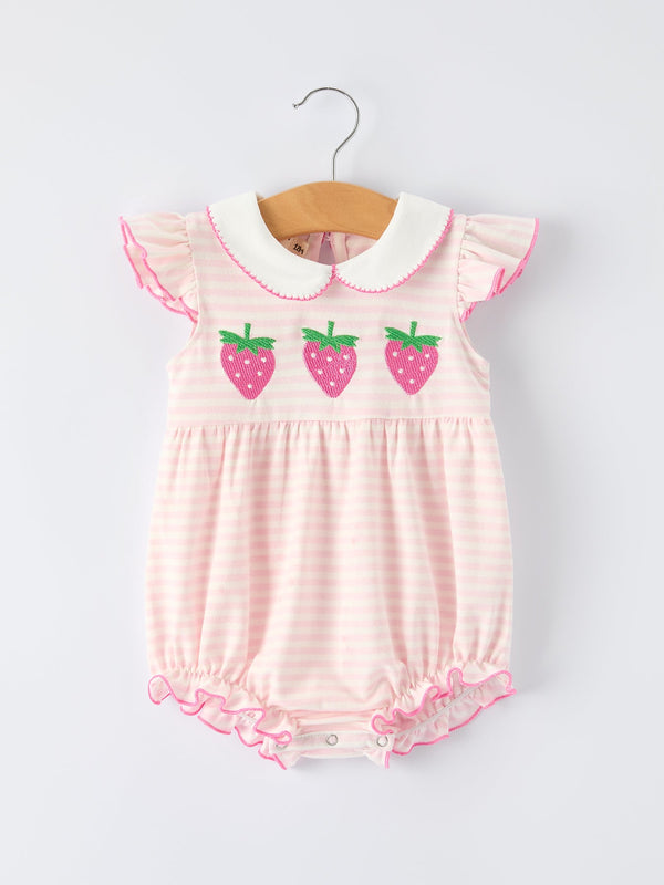 Strawberry Girl Romper Ruffle Peter Pan Collar