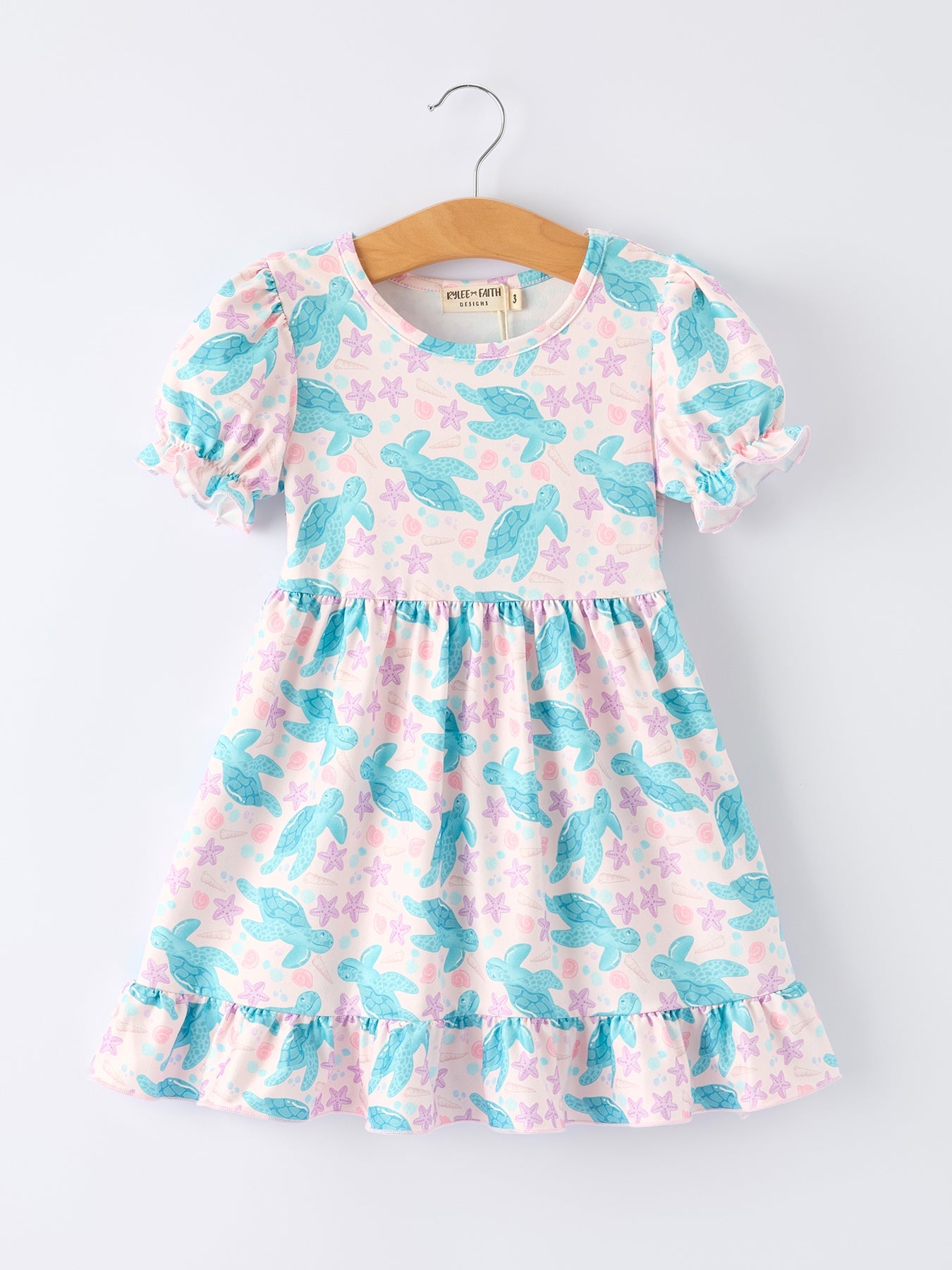 Ocean Animal Sea Turtle Girl Ruffle Dress