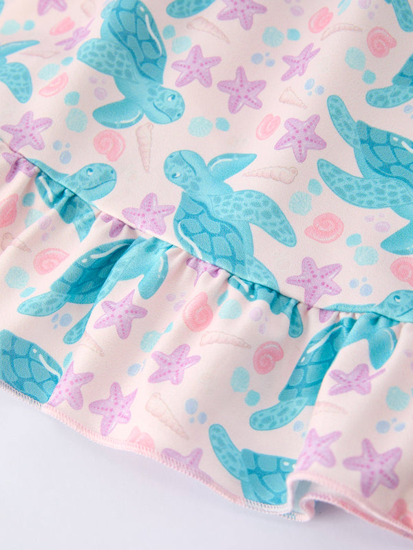 Ocean Animal Sea Turtle Girl Ruffle Dress