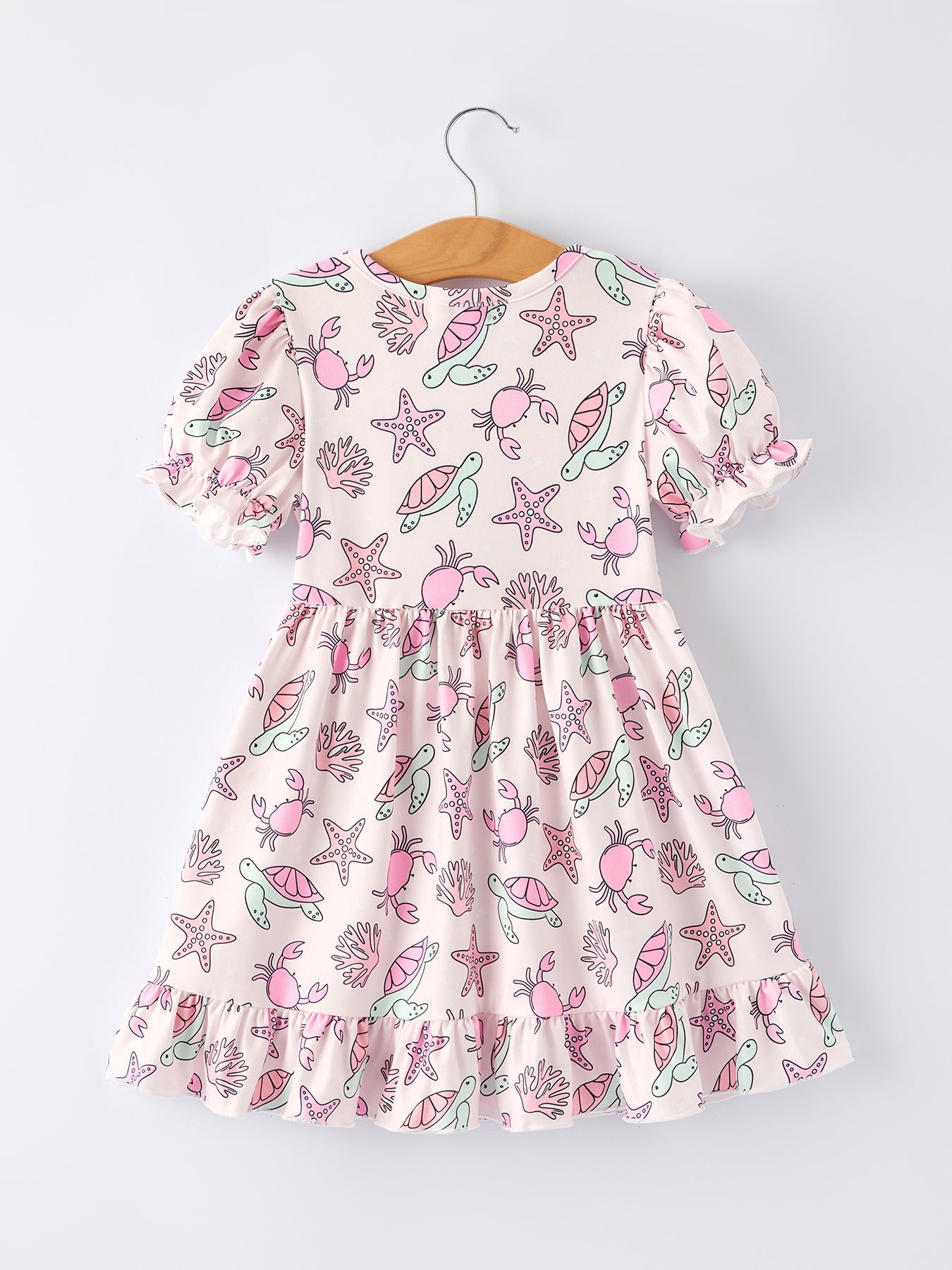 Ocean Print Girl Ruffle Dress