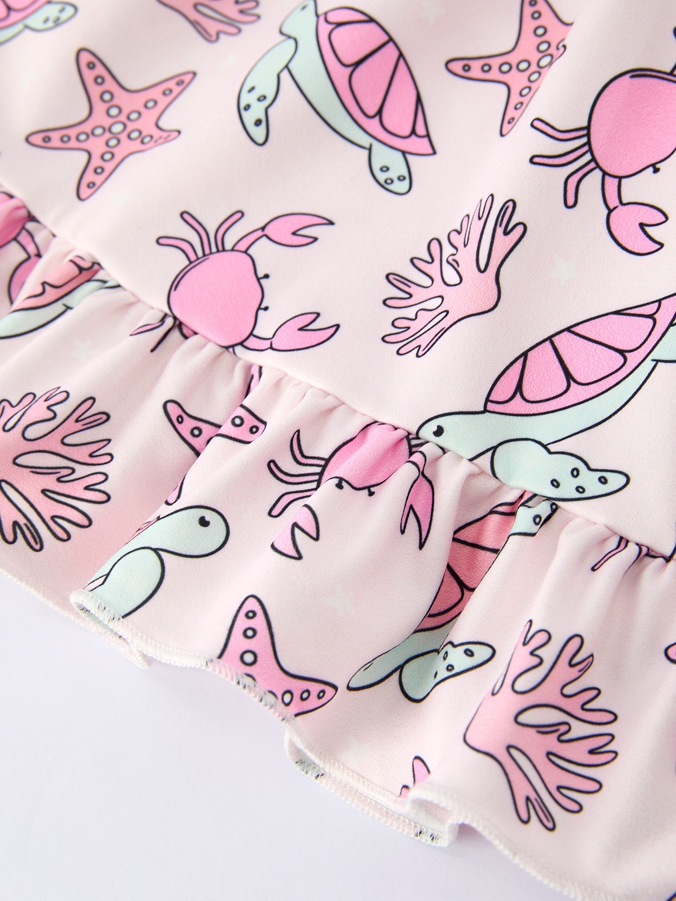 Ocean Print Girl Ruffle Dress