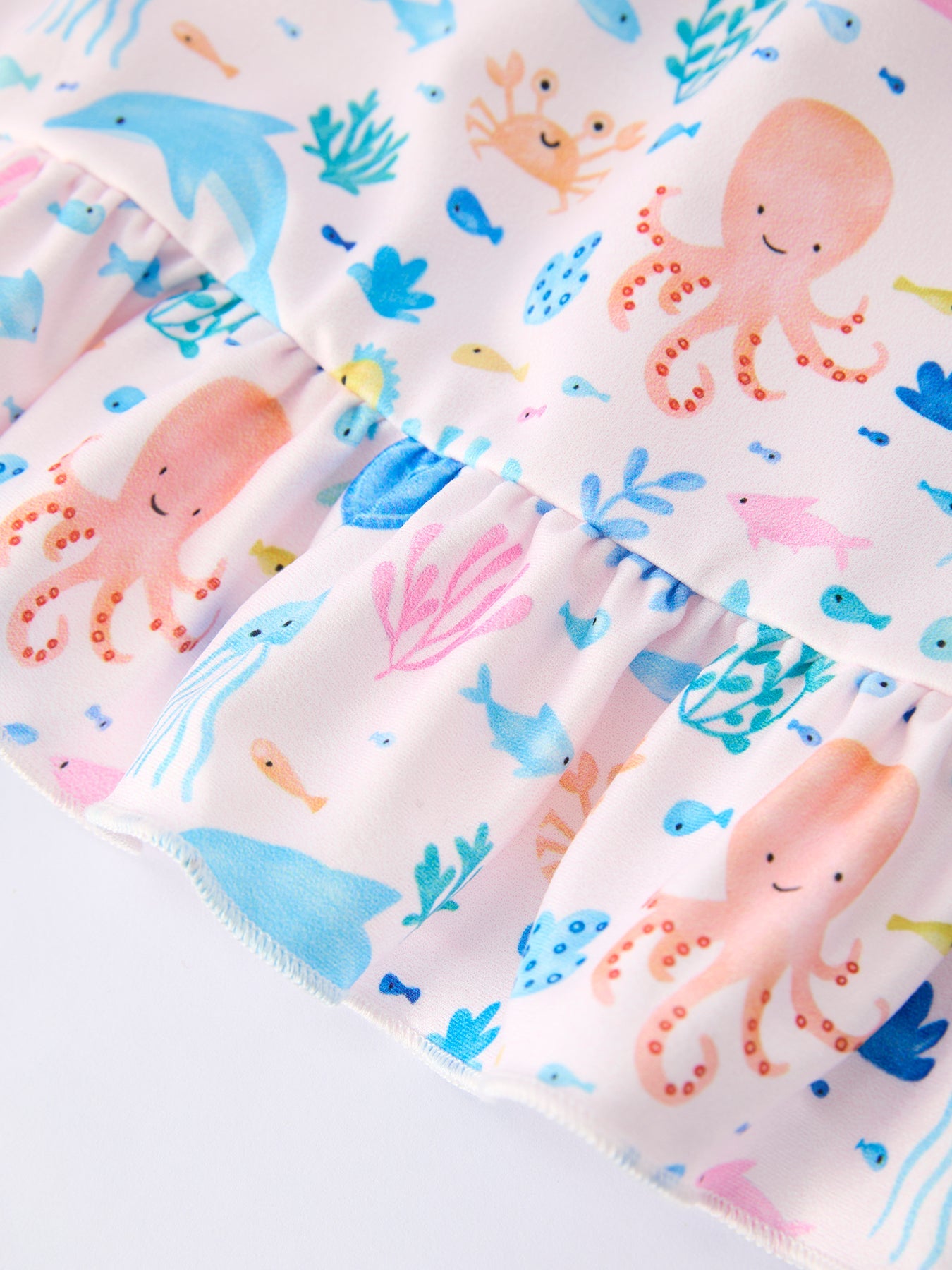 Ocean Animal Print Girl Ruffle Dress