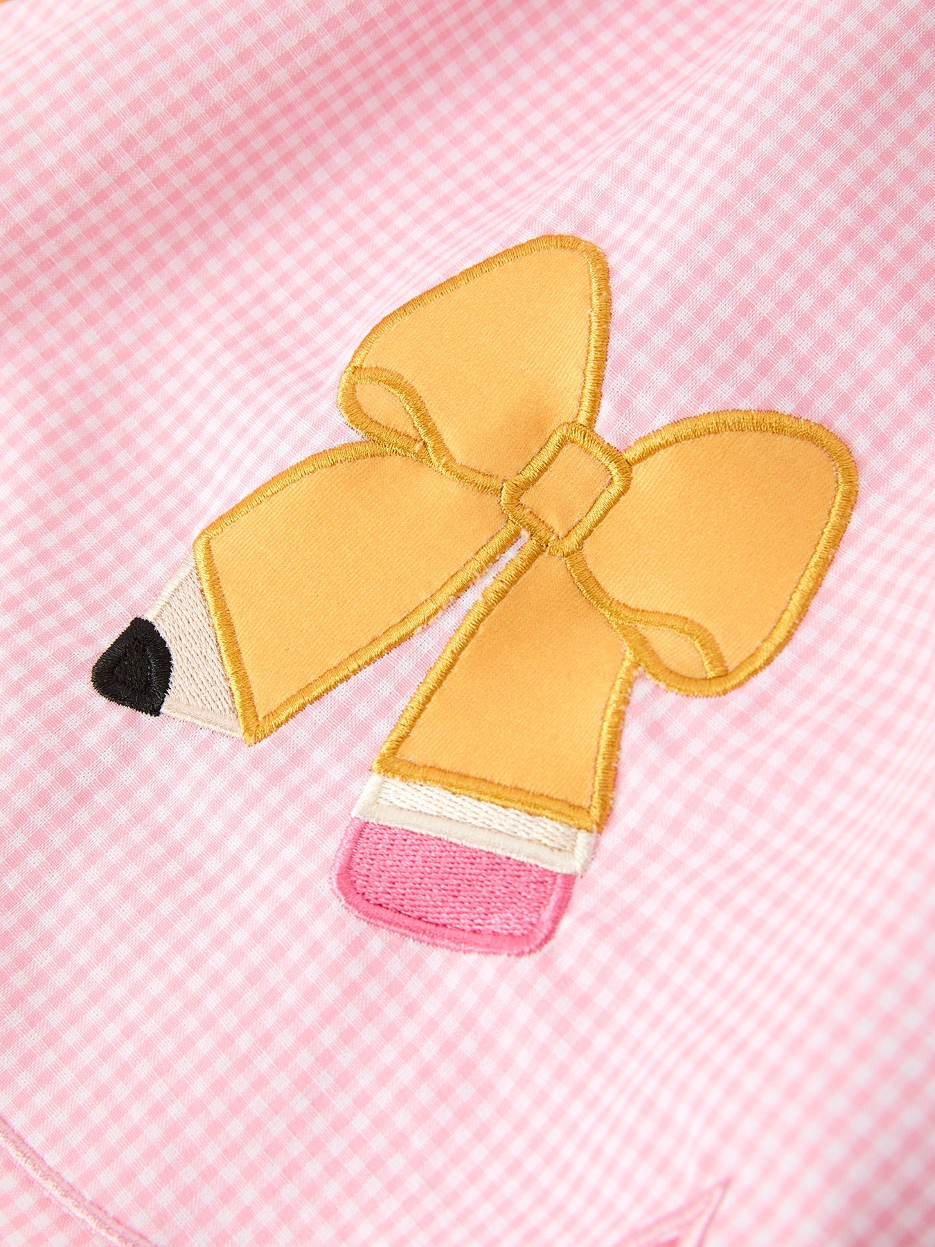 Girls Back To School Pencil Twirl Dress Bow Applique Smocked