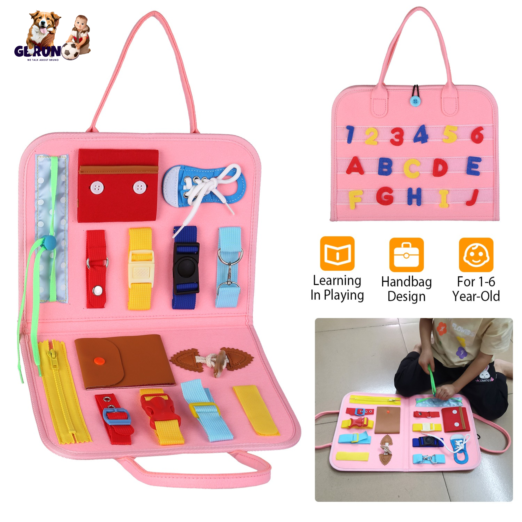 Kids Busy Board Sensory Activity Board Preschool Learning Toys Montessori Educational Gift for 1-6 Years Old Baby Toddler Girls Boys