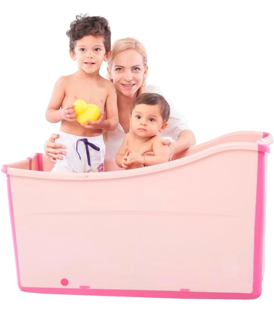 Joyingbaby Large Foldable Bathtub for Toddler Collapsible Baby Bathtub Portable Bath tub Lightweight for Children Twins Petite Adult