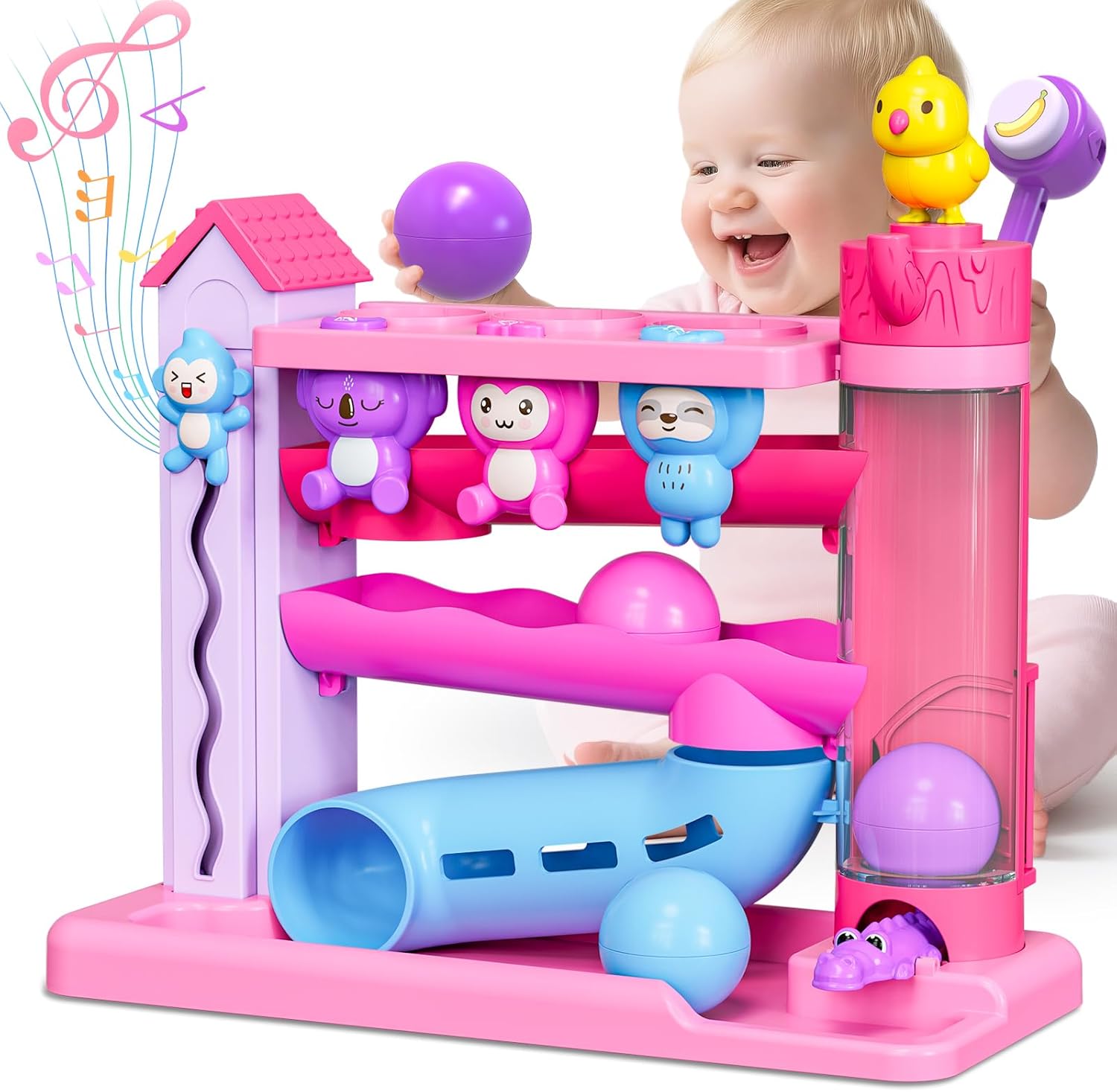 Hammer Montessori Toddler Toys, Interactive Musical Toy for 1-2 Year Old Boys & Girls,STEM Educational Toy with English & Spanish, for Ages 6-9,9-12,12-18,18-24+ Months