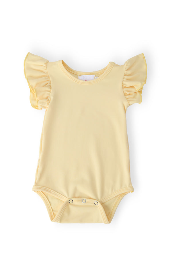 Butter Yellow S/S Flutter Bodysuit