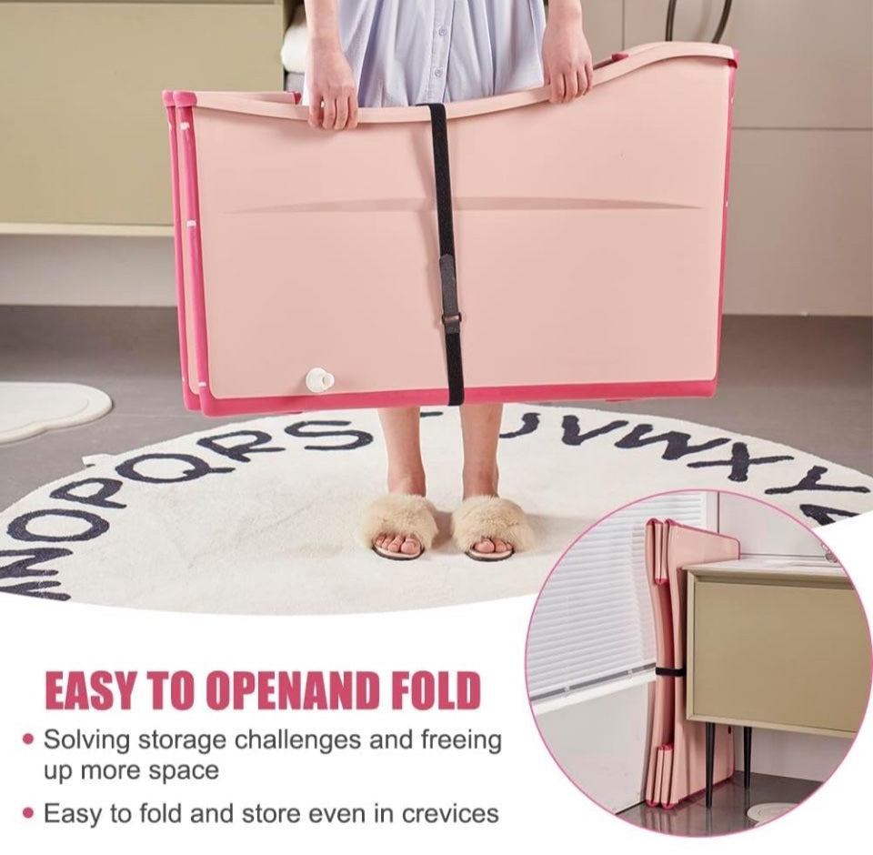 Joyingbaby Large Foldable Bathtub for Toddler Collapsible Baby Bathtub Portable Bath tub Lightweight for Children Twins Petite Adult
