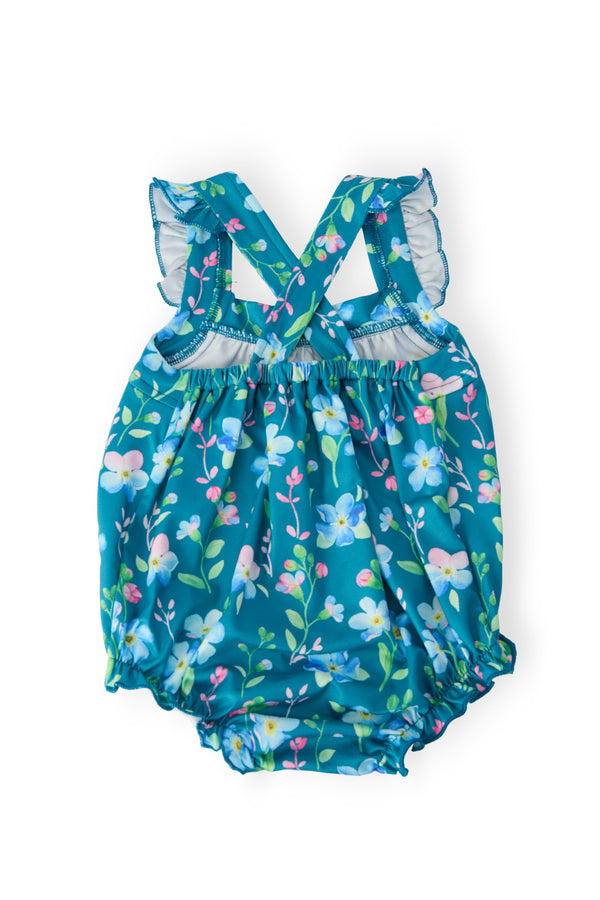 Floral Breeze Ruffle Cross Back Romper