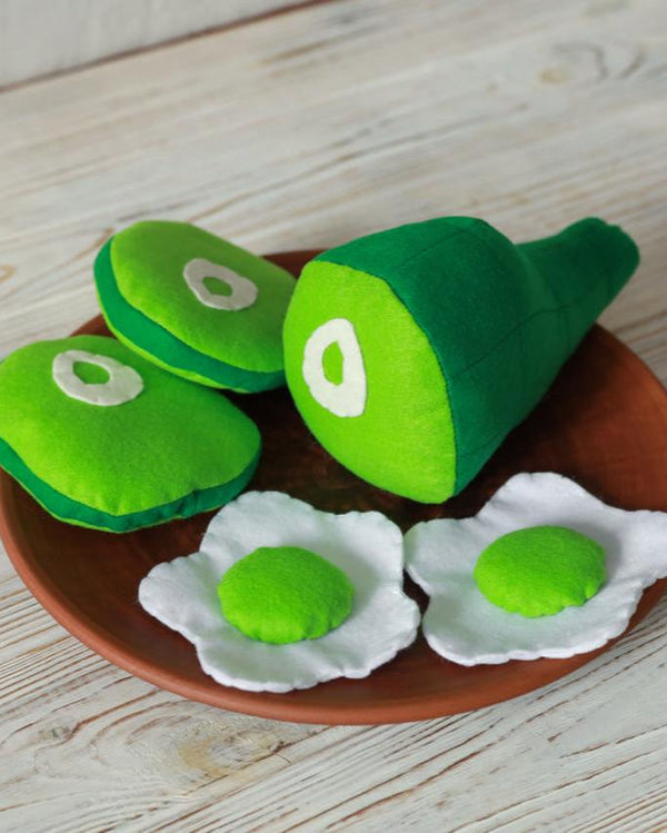 Green eggs and ham plush toy Pretend play food