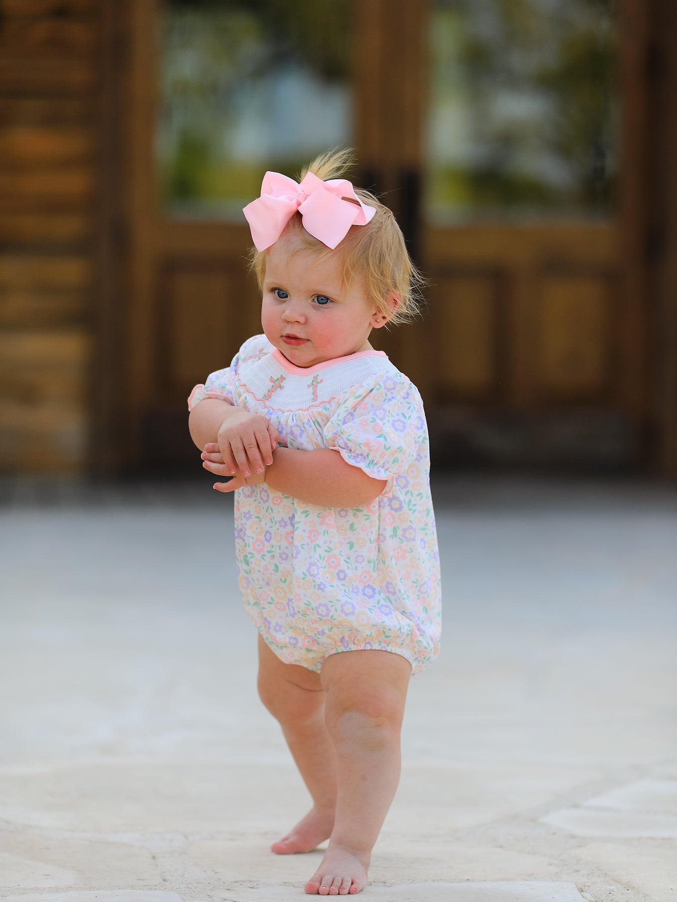 Spring Summer Cross Smocking Embroidery Colorful Romper