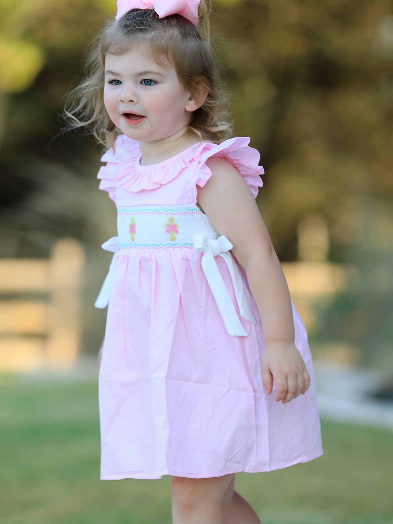 Pink  Smocked Church Christ Bishop Christening Dress
