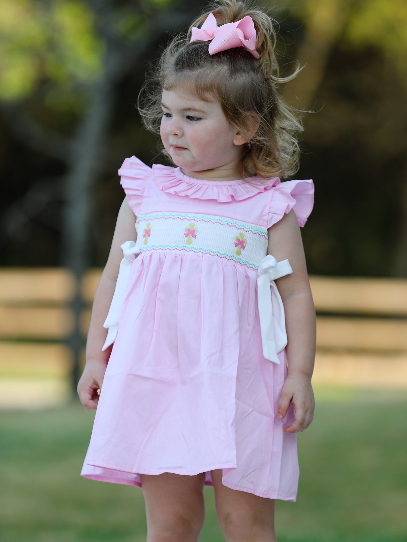 Pink  Smocked Church Christ Bishop Christening Dress