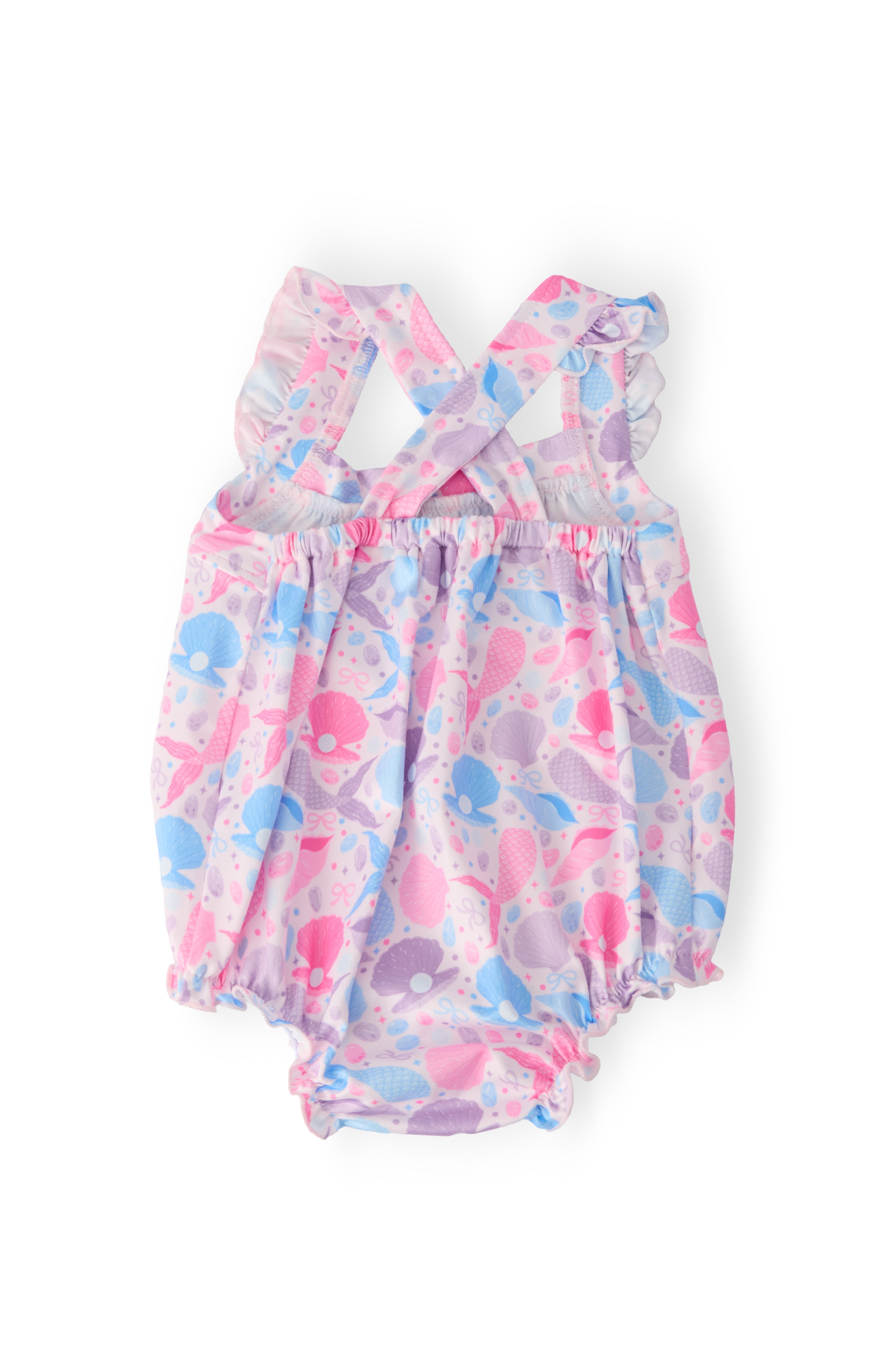 Mermaid Tails Ruffle Cross Back Romper