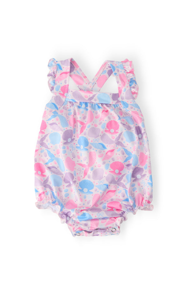 Mermaid Tails Ruffle Cross Back Romper