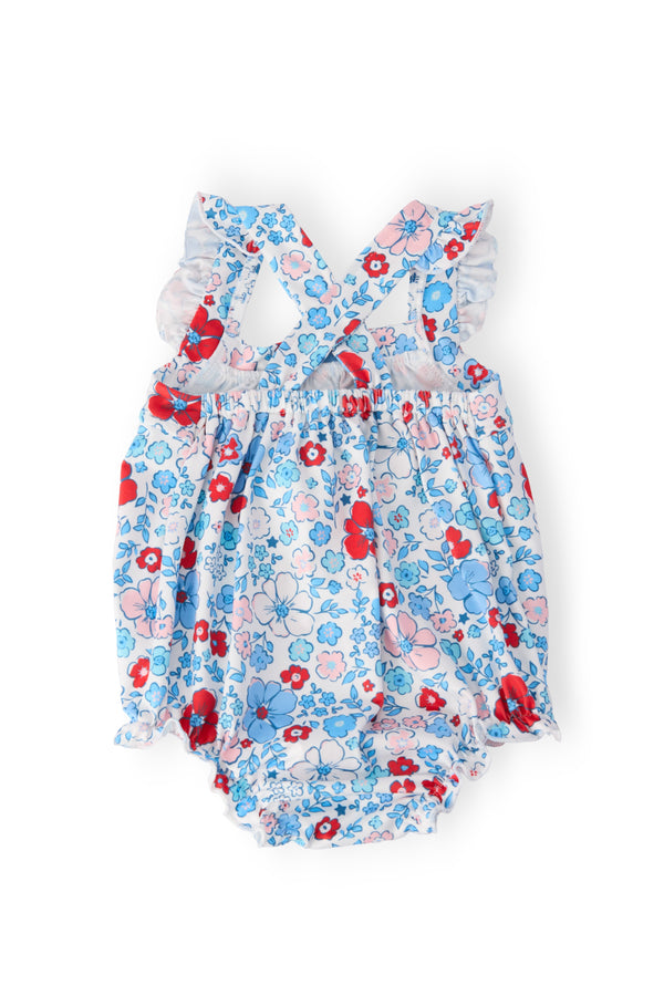 Patriotic Petals Ruffle Cross Back Romper